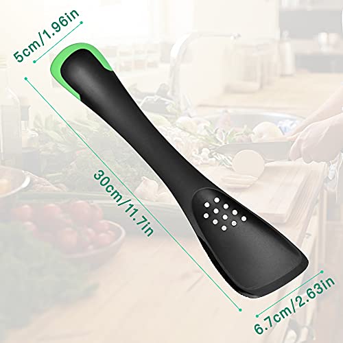Worldity 5-In-1 Nylon Slotted Spoon Spatula Turner Slicer Solid Spoon, Nonstick Multipurpose Kitchen Tool Included Cutter, Turner, Colander, Soup Spoon, Spatula for Kitchen Serving Supplies(Green) - Image 2