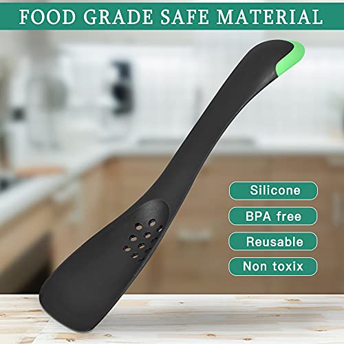 Worldity 5-In-1 Nylon Slotted Spoon Spatula Turner Slicer Solid Spoon, Nonstick Multipurpose Kitchen Tool Included Cutter, Turner, Colander, Soup Spoon, Spatula for Kitchen Serving Supplies(Green) - Image 3