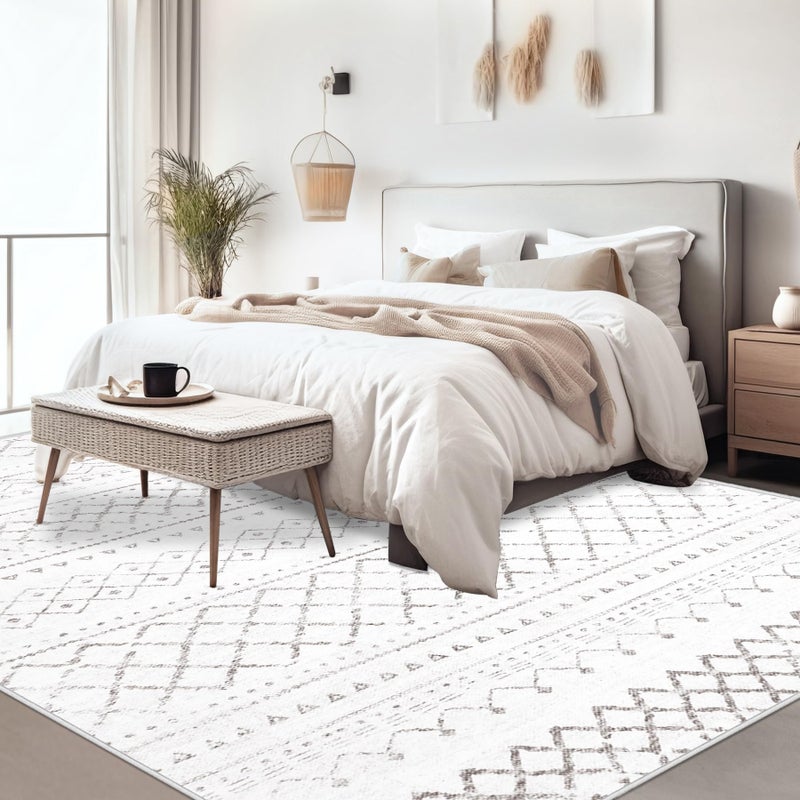Aoyaomi Area Rug Living Room Rugs 8x10 - Large Soft Boho Geometric Rug, Non-Slip Foldable Washable Rugs Non Shedding Morden Indoor Floor Carpet for Bedroom Office Dining Room (Dark Grey,8' x 10') - Image 3