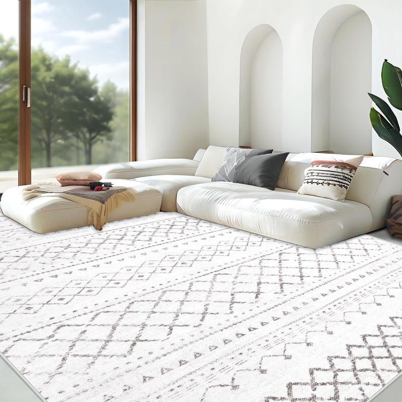 Aoyaomi Area Rug Living Room Rugs 8x10 - Large Soft Boho Geometric Rug, Non-Slip Foldable Washable Rugs Non Shedding Morden Indoor Floor Carpet for Bedroom Office Dining Room (Dark Grey,8' x 10') - Image 1
