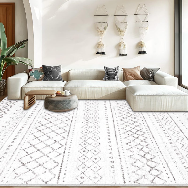 Aoyaomi Area Rug Living Room Rugs 8x10 - Large Soft Boho Geometric Rug, Non-Slip Foldable Washable Rugs Non Shedding Morden Indoor Floor Carpet for Bedroom Office Dining Room (Dark Grey,8' x 10') - Image 2