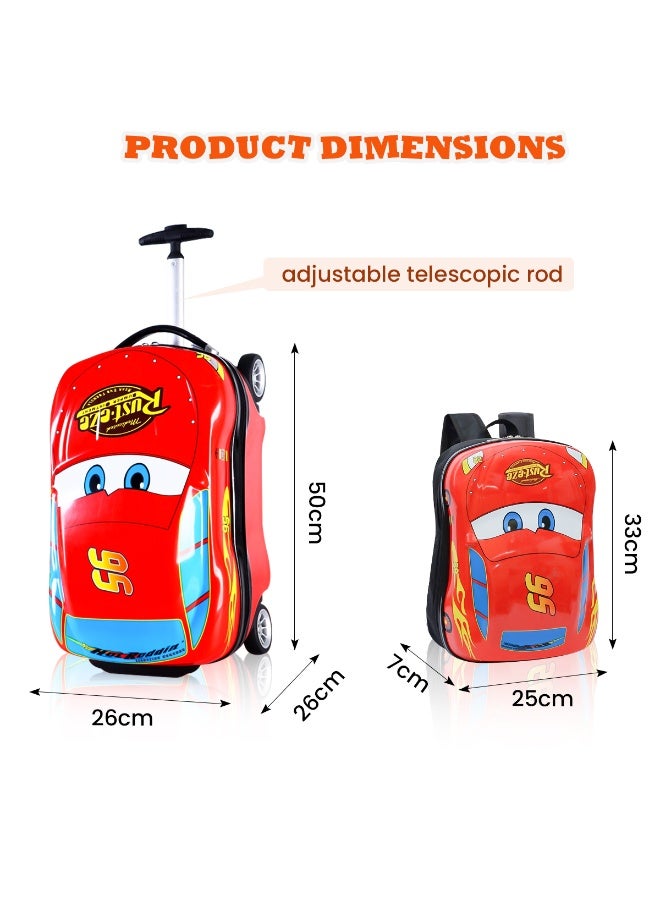 جورونب مجموعة حقائب سفر للأطفال بعجلات، حقيبة ظهر للسفر بعجلات للأطفال، حقيبة سفر للأطفال مقاس 20 بوصة، حقيبة ظهر للأطفال مقاس 13 بوصة، مجموعة حقائب سفر بعجلات للأطفال، حقيبة سفر لطيفة وخفيفة الوزن للأطفال، مظهر عصري وقابلة للركوب (أحمر) - Image 5