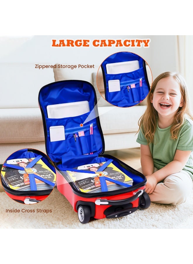 جورونب مجموعة حقائب سفر للأطفال بعجلات، حقيبة ظهر للسفر بعجلات للأطفال، حقيبة سفر للأطفال مقاس 20 بوصة، حقيبة ظهر للأطفال مقاس 13 بوصة، مجموعة حقائب سفر بعجلات للأطفال، حقيبة سفر لطيفة وخفيفة الوزن للأطفال، مظهر عصري وقابلة للركوب (أحمر) - Image 4