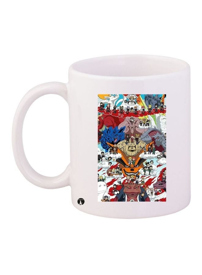 Cartoon Printed Coffee Mug White/Red/Yellow 11ounce