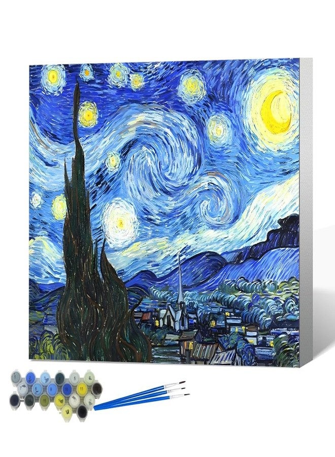TREXEE DIY Art Paint Kit Paint by Number Starry Night Art Painting Kit Pre-Framed DIY Canvas Oil Painting Set Beginners Art Painting Kit (50X40 CM)(Without Frame) - Image 1