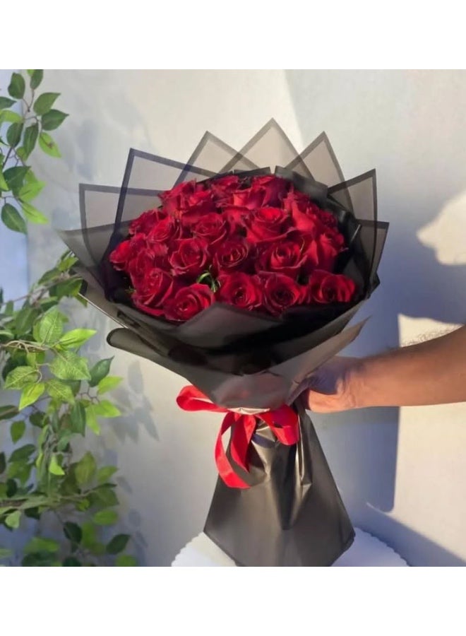 باقة ورد حمراء طازجة فاخرة من 20 وردة