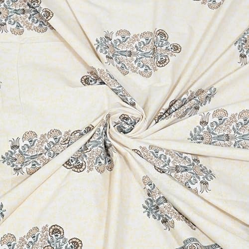 EasyGoods® 100% Pure Cotton Jaipuri Bedsheet with Pillow Covers | Soft & Breathable Fabric | Traditional Floral Print | Cotton Bedsheet (Brown 4, King) - Image 5