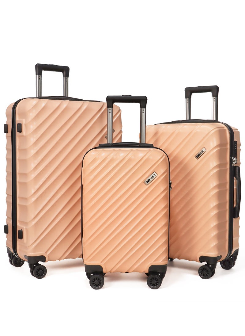 MIAZIB MIAZIB Hardshell Luggage Sets 3 Piece ABS+PC Travel Suitcase Hard Sided Luggage with Spinner Wheels Checked Luggage Durable Lightweight Hard Case Luggage Light Pink  - Image 1