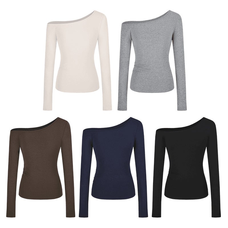American Style Spice Girl Long-Sleeved T-Shirt Women'S Ins Asymmetric Slim-Fit Slimming Shoulder-Exposed Early Autumn Thin Top Trendy Brand - Image 3