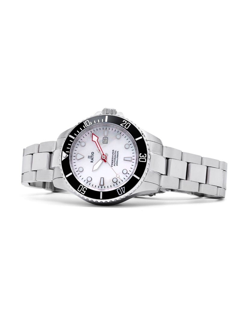 Ratio FreeDiver White MOP Dial Automatic Diver's 200M Women's Watch RTFL841 - Image 2