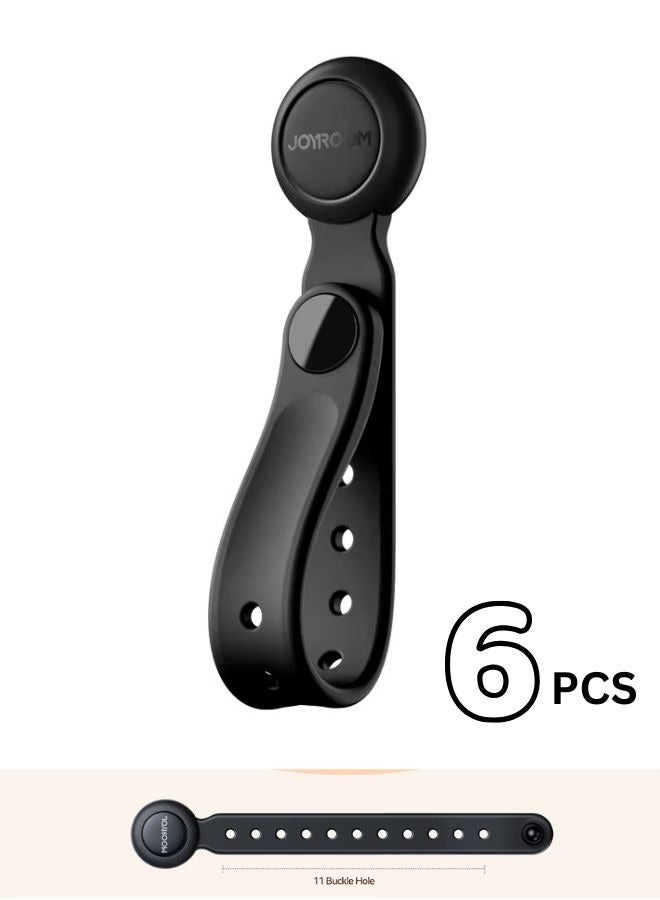 JOYROOM (6 Piece) Silicone Magnetic Cable Organizer Strap - Cable Management Clips for Power Cord - Reusable Washable Wire Wrap Management with Lock Buckle, Elastic Adjustable Charger Cable Wrap Tie, 