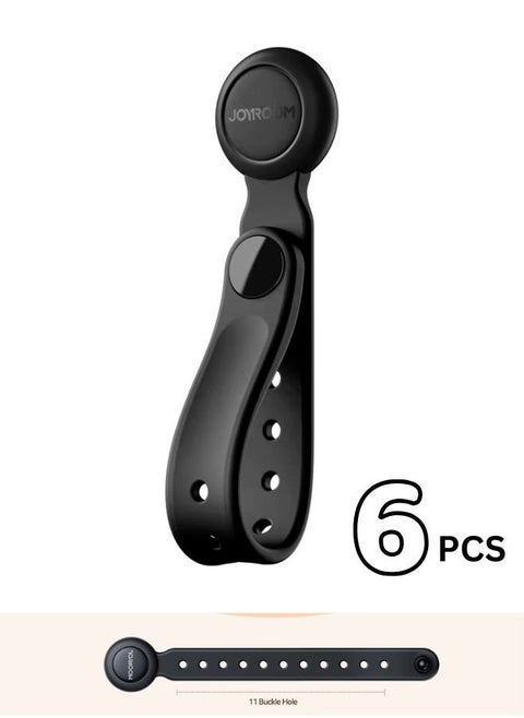 6Pack Magnetic Silicone Cable Ties Cord Organizer Strap - Reusable Washable Wire Wrap Management with Lock Buckle, Elastic Adjustable Charger Cable Wrap Tie, Electrical Cord Organizer for Travel Home