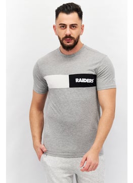 Men Sportwear Fit Brand Logo Short Sleeves Graphic Print T-shirt, Grey