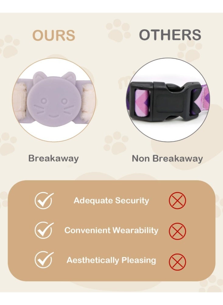 Soft Plush Breakaway Cat Collar with Hand-Knitted Flower, Adjustable Safety Kitten Collar for Sensitive Skin, Lightweight Decorative Pet Necklace with Removable Bell, Fits Neck 20-30 cm - Image 4