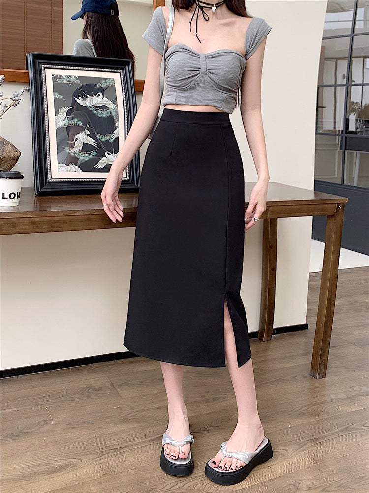 Plus Size Casual Skirt Summer High Waist A-Line Apricot  - Image 2