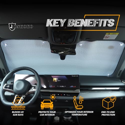 JONKOKO Car Windshield Sunshade for BMW 5 Series G60 2024 Foldable Sun Shield Reflective Polyester Sun Visor Cover Block Heat and Sun Protection, UV Rays Sun Visor Protector Accessories(Style A) - Image 4