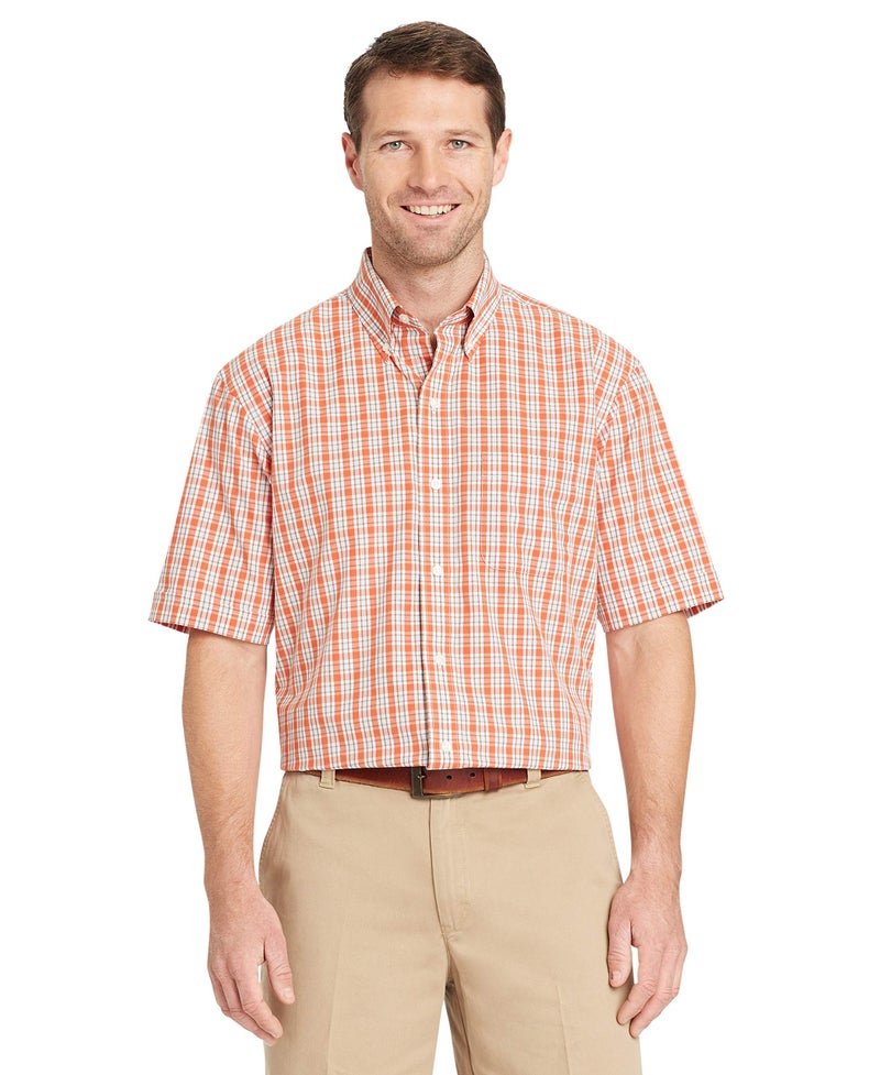 Arrow Men's Hamilton Plaid Short Sleeve Shirt, Orange Rust, 2XL - Image 1