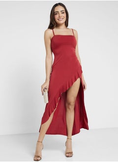Side Slit Ruffle Dress