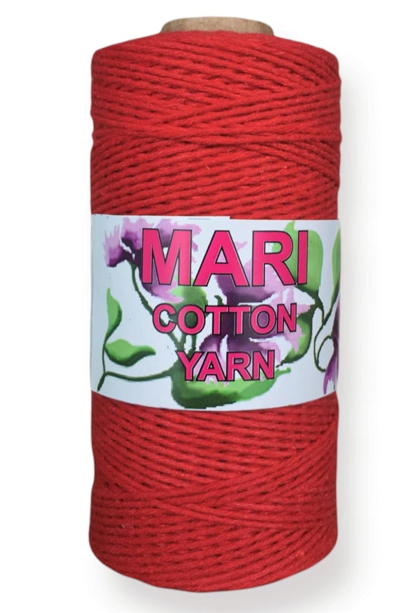 MARI - Recycled Cotton Crochet Yarn - Regular Yarn - Red - 100 Grams - 200 Metres. - Image 1