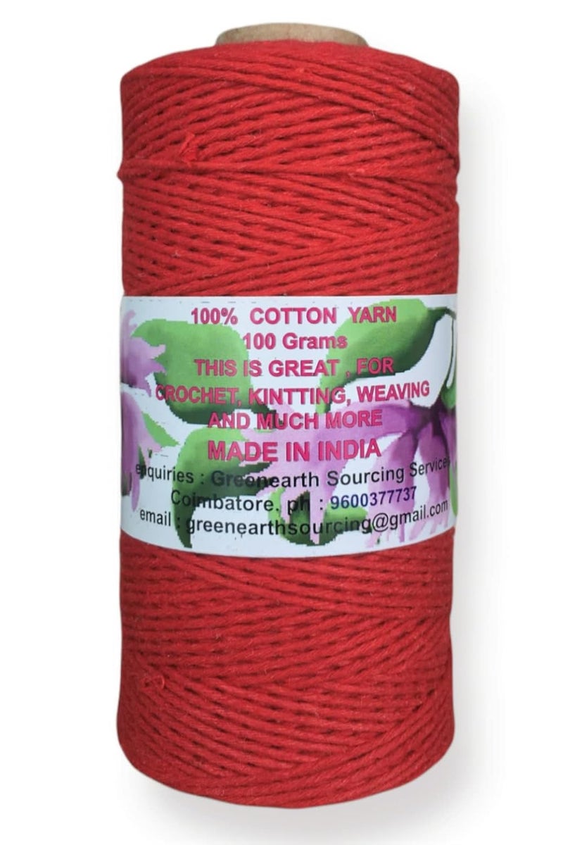 MARI - Recycled Cotton Crochet Yarn - Regular Yarn - Red - 100 Grams - 200 Metres. - Image 2
