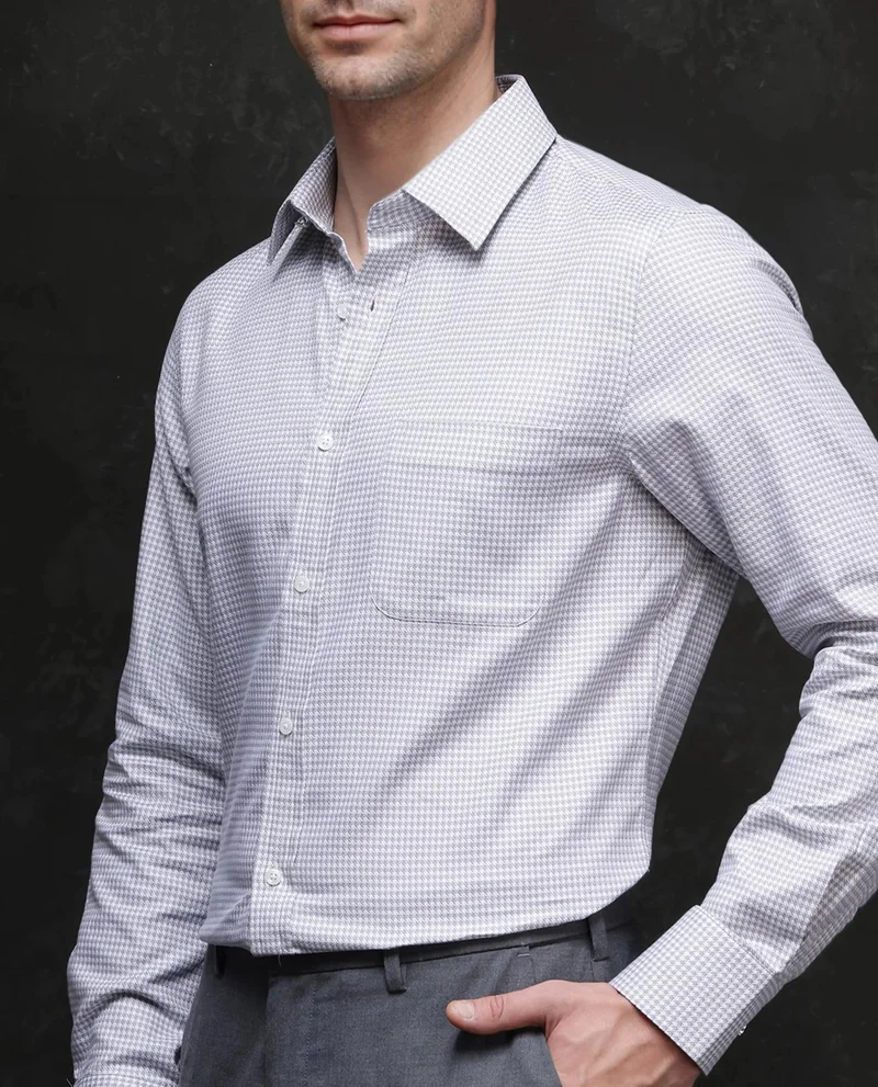 Rare Rabbit Men's Giza Houndstooth Cuff Link Shirt