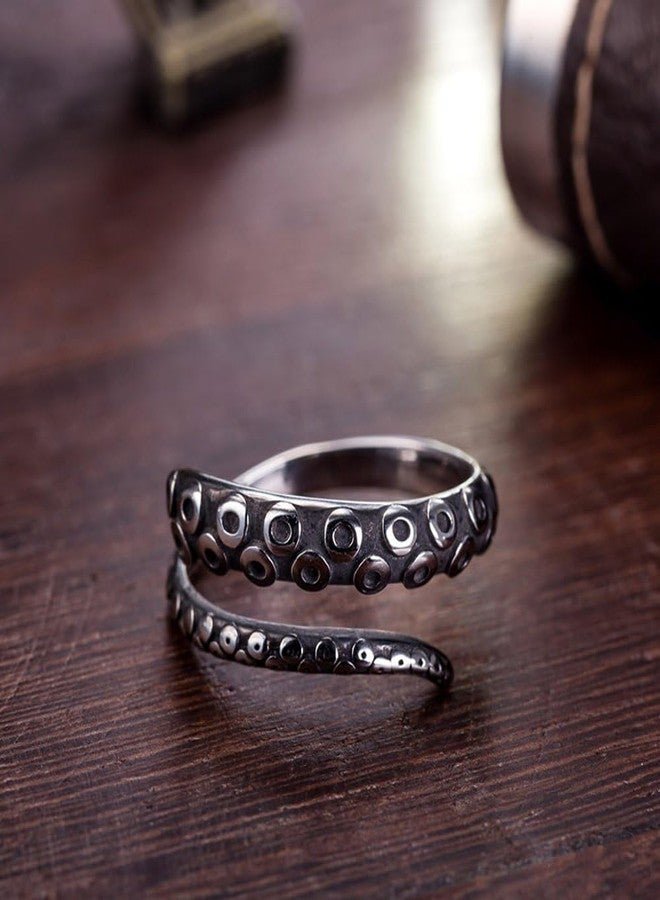 AZYOUNG 316L Stainless Steel New Pirate Octopus Tentacles Black O-Shaped One Size Opening Ring - Image 4
