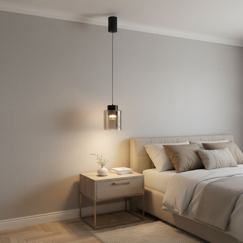 DANUBE HOME Ashley Pendant Lamp 2m Adjustable length Contemporary Pendant Lamps Hanging Lanterns Built in LED Modern Design Indoor Lighting For Dining Room Living Room L12xW12xH18cm-Smoke Grey - Image 3