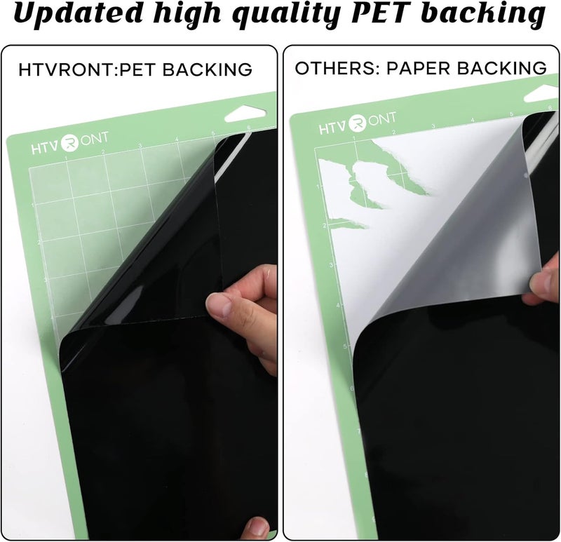 HTVRONT Permanent Vinyl Roll, 12" x 14FT Black & White Adhesive Vinyl for Cricut, Silhouette - 2 Rolls Glossy Permanent Adhesive Vinyl Easy to Weed & Transfer - Image 2