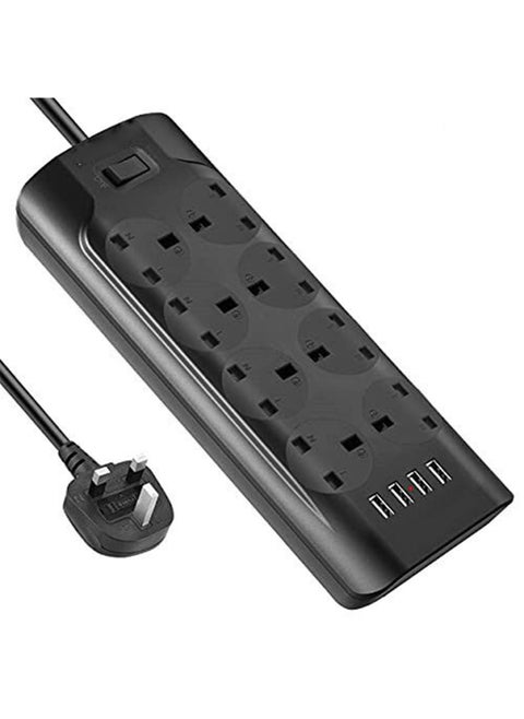 مقبس طاقة قياسي بريطاني لأسلاك المنزل والمكتب، مقبس 8 فتحات مع 4 مقابس USB