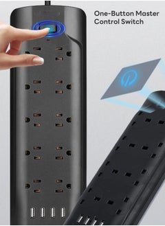 Sharpdo British Standard Power Socket for Home and Office Wiring 8-Hole Socket with 4 USB Sockets  - Image 2