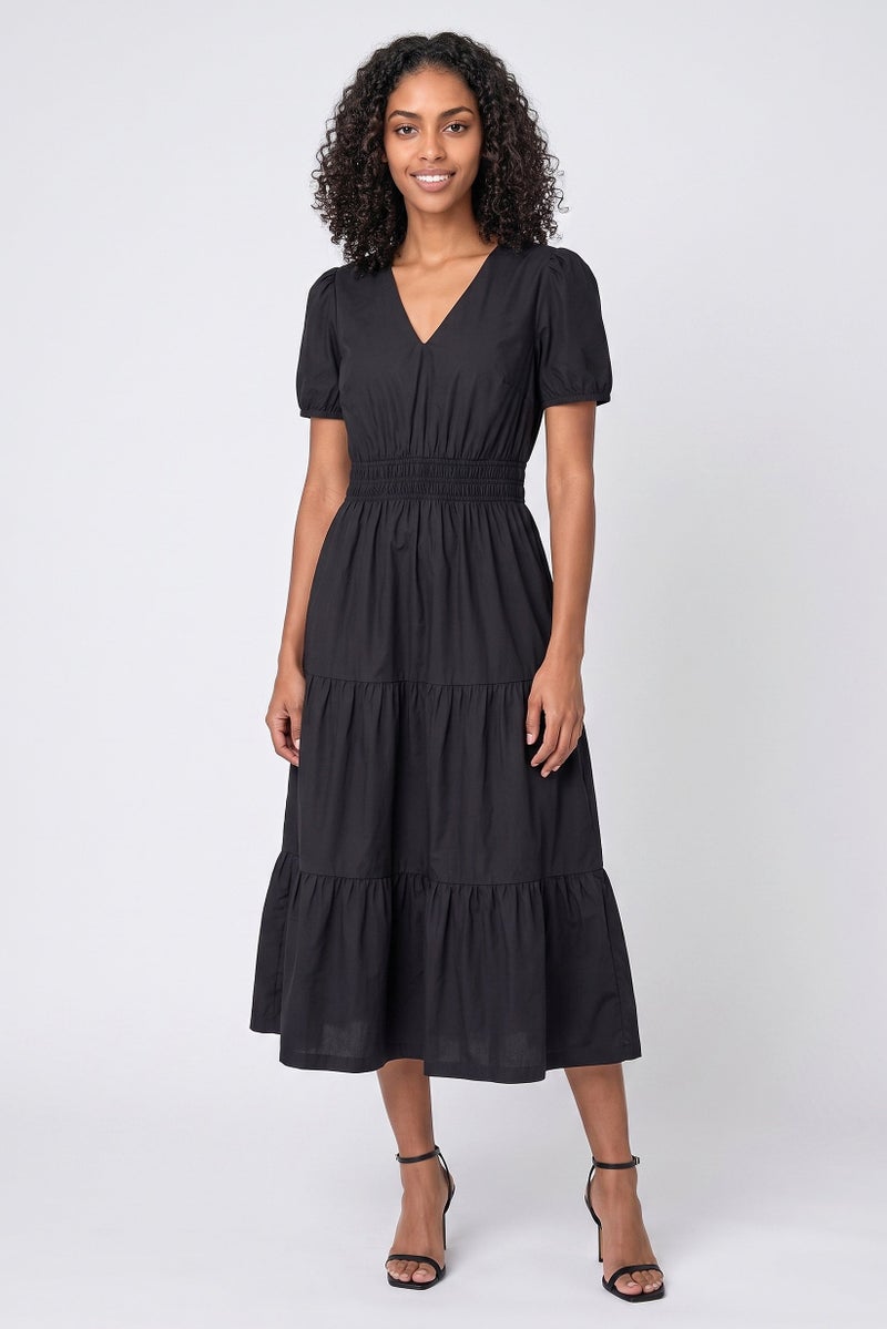 Threadbare Women Solid Maxi Dress, Black - Image 1