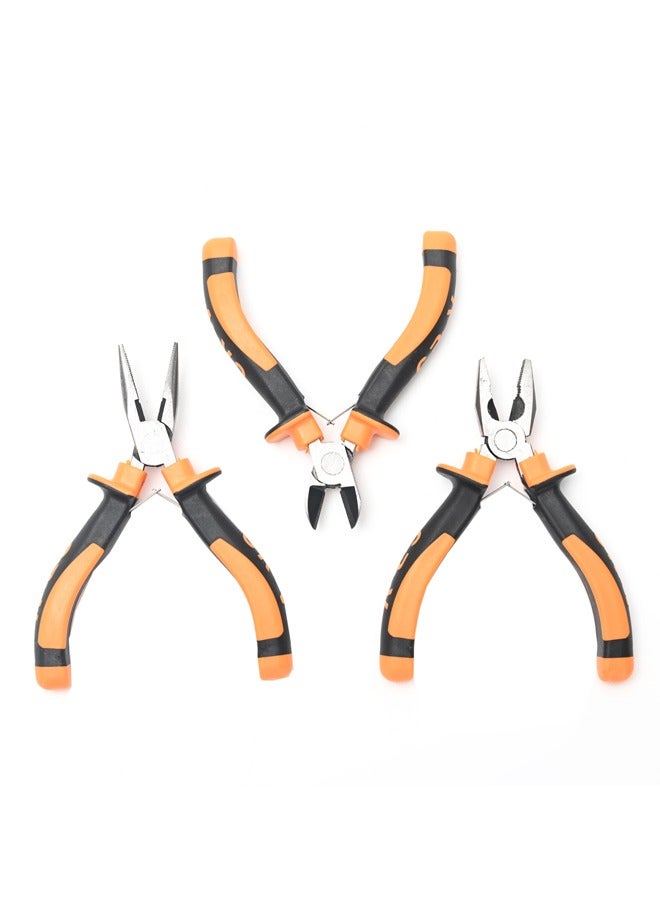 LAWAZIM 3-Piece Plier Set - 4.5inch - with Durable Needle Nose, Diagonal Cutting, Anti-Slip Grip, and Lightweight Construction for Precision Work, Ideal for Plumbing, Wiring, and DIY Projects - Image 2