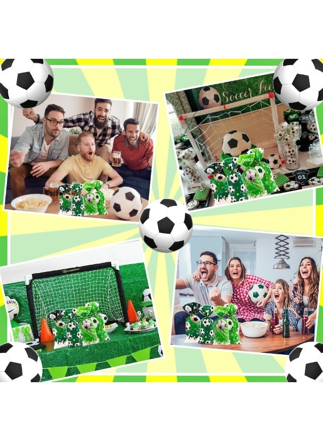 50pcs Soccer Treat Bags – 4 Designs Green Cellophane Candy & Cookie Bags with Twist Ties for Sports Party Favors - Image 5