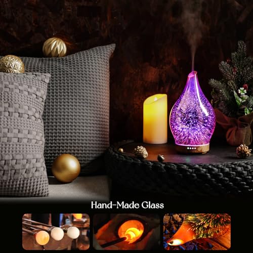 Porseme Essential Oil Diffuser 3D Firework Glass Aromatherapy Ultrasonic Humidifier Rose Gold, Auto Shut-Off, Timer Setting, BPA Free, Aroma Decoration for Home, Office, Gym, Spa, Premium Gift 150ml - Image 5