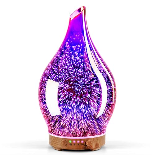 Porseme Essential Oil Diffuser 3D Firework Glass Aromatherapy Ultrasonic Humidifier Rose Gold, Auto Shut-Off, Timer Setting, BPA Free, Aroma Decoration for Home, Office, Gym, Spa, Premium Gift 150ml - Image 1