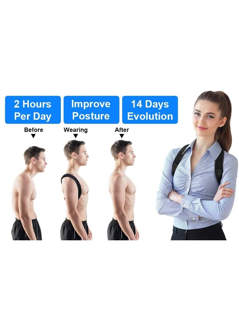Oasisgalore - Back Brace Anti-Hunchback Orthotic Band Seated Standing Position Corrective Orthotic Adult Breathable Invisible Orthotic Band Back Adjustable,Black - Image 1