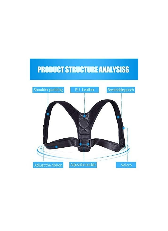 Oasisgalore - Back Brace Anti-Hunchback Orthotic Band Seated Standing Position Corrective Orthotic Adult Breathable Invisible Orthotic Band Back Adjustable,Black - Image 1