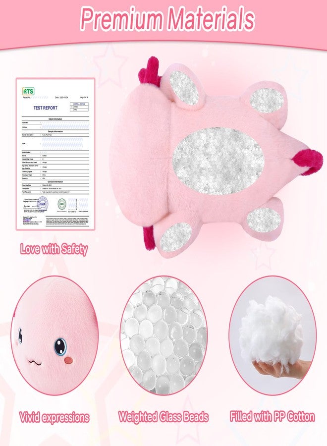 SQEQE Weighted Stuffed Animal Axolotl, Soft Weighted Axolotl Plush Toy, Cute Hugging Pillow Gift for Kids Adults, Home Decoration Birthday Present 9.8 Inch, 0.8 Lb - Image 4