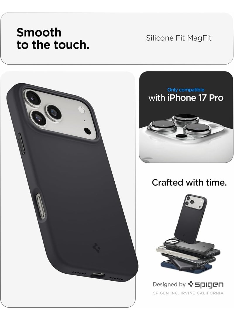 Spigen Silicone Fit MagFit for iPhone 17 PRO MagSafe Case Cover - Black - Image 2