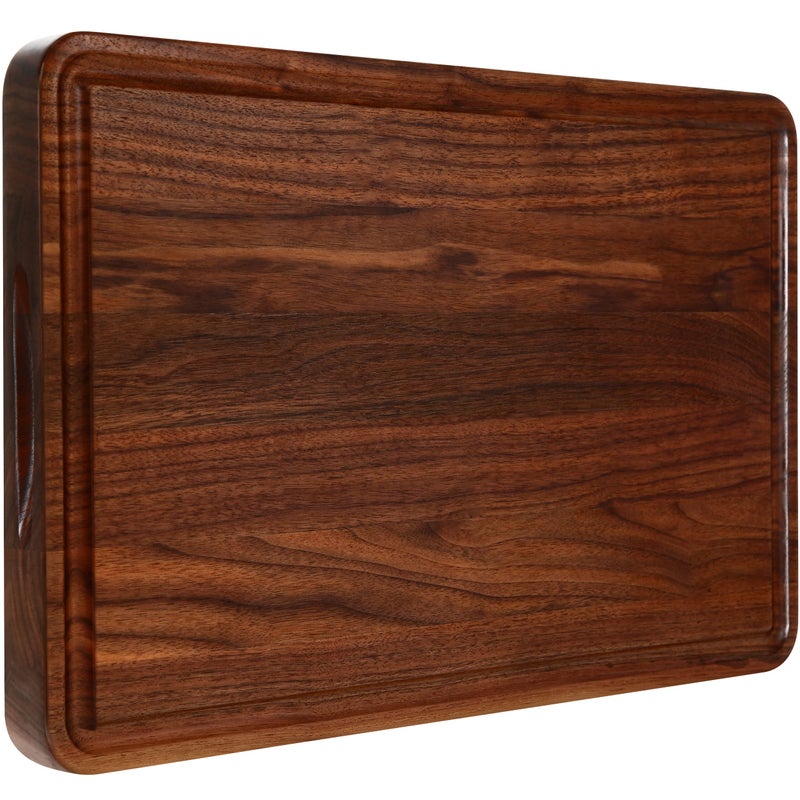 AZRHOM Large Walnut Wood Cutting Board for Kitchen 17x11 Gift Box with Juice Groove Handles Nonslip Mats Thick Reversible Butcher Block Chopping Board Cheese Charcuterie Board