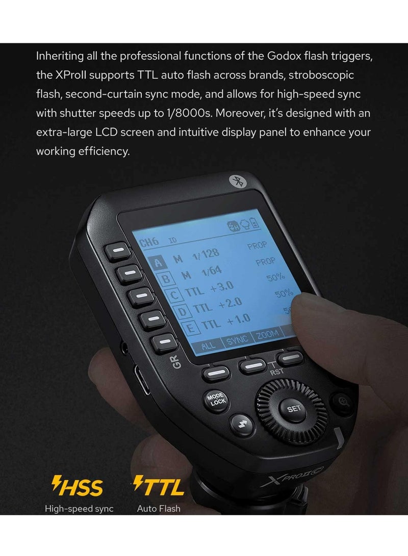 Godox XPro-S Compatible for Sony TTL Wireless Flash Transmitter Trigger 1/8000s HSS TTL-Convert-Manual Function Large LCD Screen Slanted Design 11 Customizable Functions 5 Dedicated Group Buttons  - Image 2