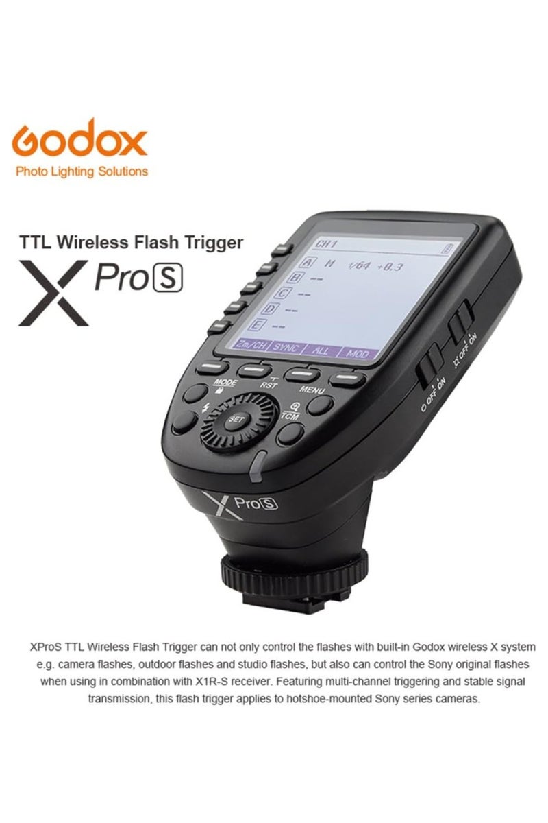 Godox XPro-S TTL 2.4G Wireless High Speed Sync 1/8000s X System Flash Trigger Transmitter Compatible for Sony Cameras,11 Customizable, 5 Group Buttons,4 Function Buttons Offer Convenient Manipulation - Image 2