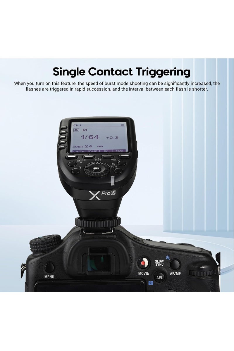 Godox XPro-S TTL 2.4G Wireless High Speed Sync 1/8000s X System Flash Trigger Transmitter Compatible for Sony Cameras,11 Customizable, 5 Group Buttons,4 Function Buttons Offer Convenient Manipulation - Image 5