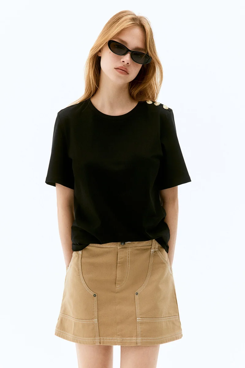 H&M Button-Detail T-Shirt