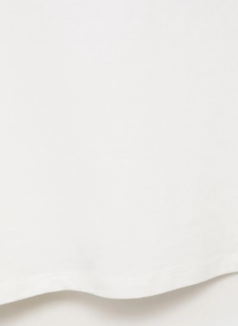 مانجو Cotton T-Shirt With Flower Detail