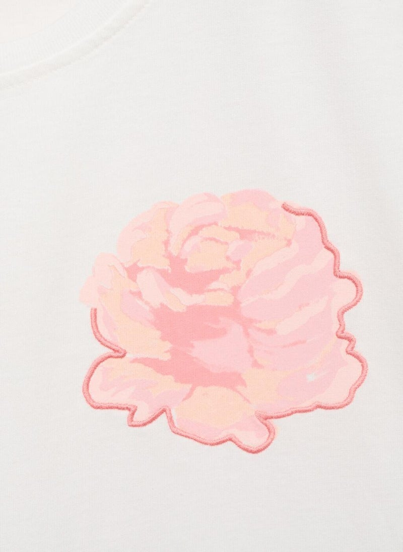 MANGO Cotton T-Shirt With Flower Detail  - Image 3