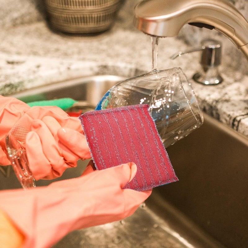 Multi Color Heavy Duty Kitchen Scrub Sponges Non Stick Oil Resistant Reusable for Dishes - Image 4