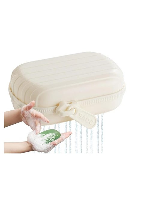 Innovative high profile double layer portable soap holder with lid drainage tray and zipper closure