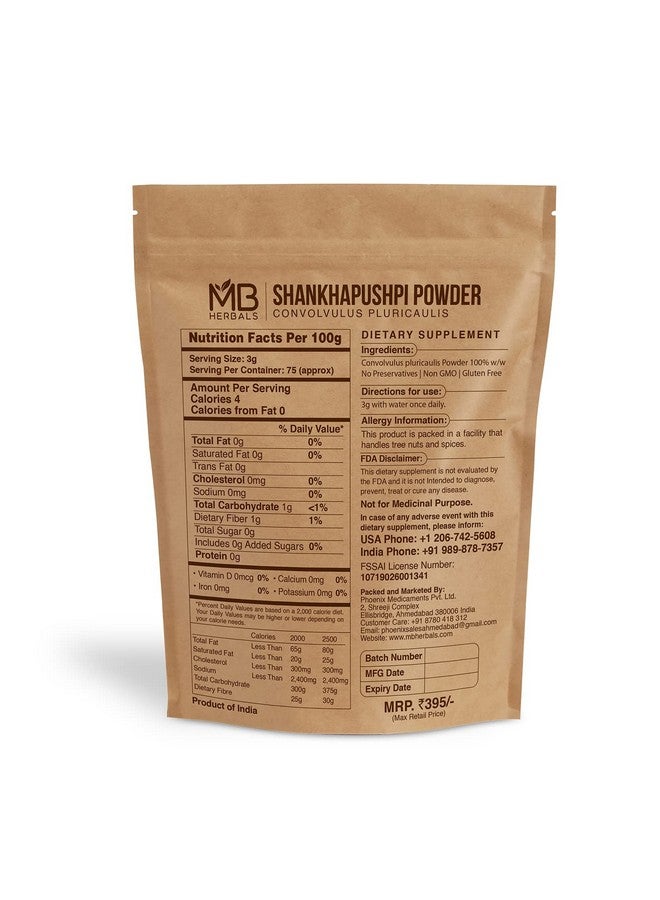 MB Herbals Shankhapushpi Powder 8 oz (227 Gram) | Shankhpushpi Powder | Convolvulus pluricaulis | Herbal Suppplement - Image 2