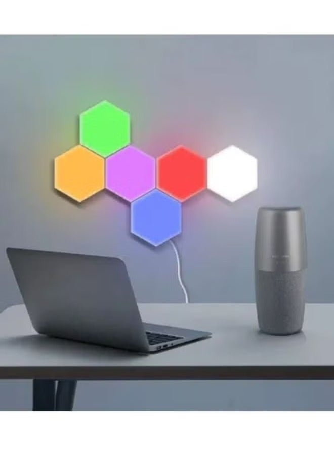 أضواء LED حائط سداسية ملونة إبداعية مع اللمس والريموت متعدد الألوان